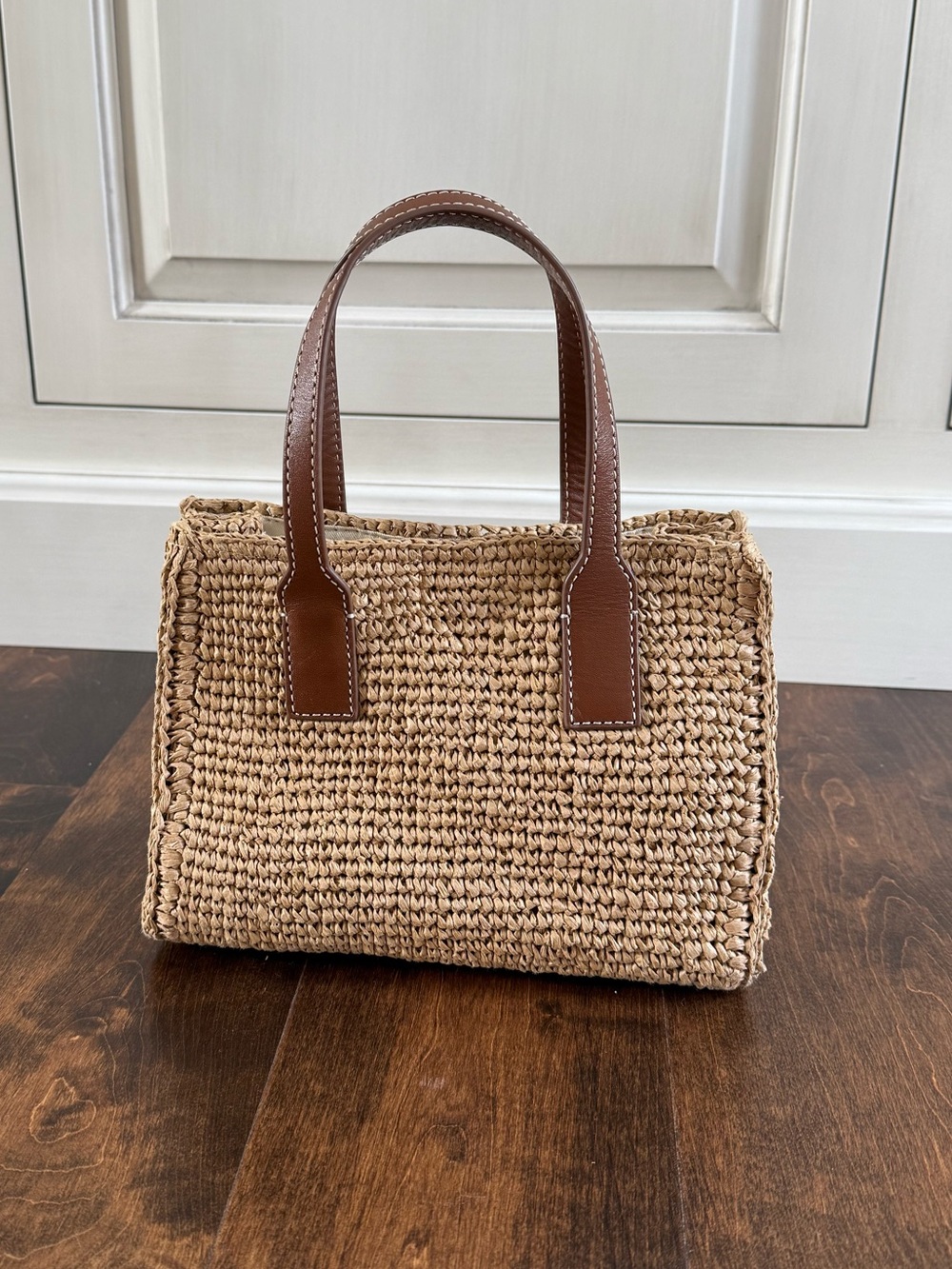 J. Crew Palma Top-Handle Bag in Handknotted Straw and Leather - Picture 3 of 8